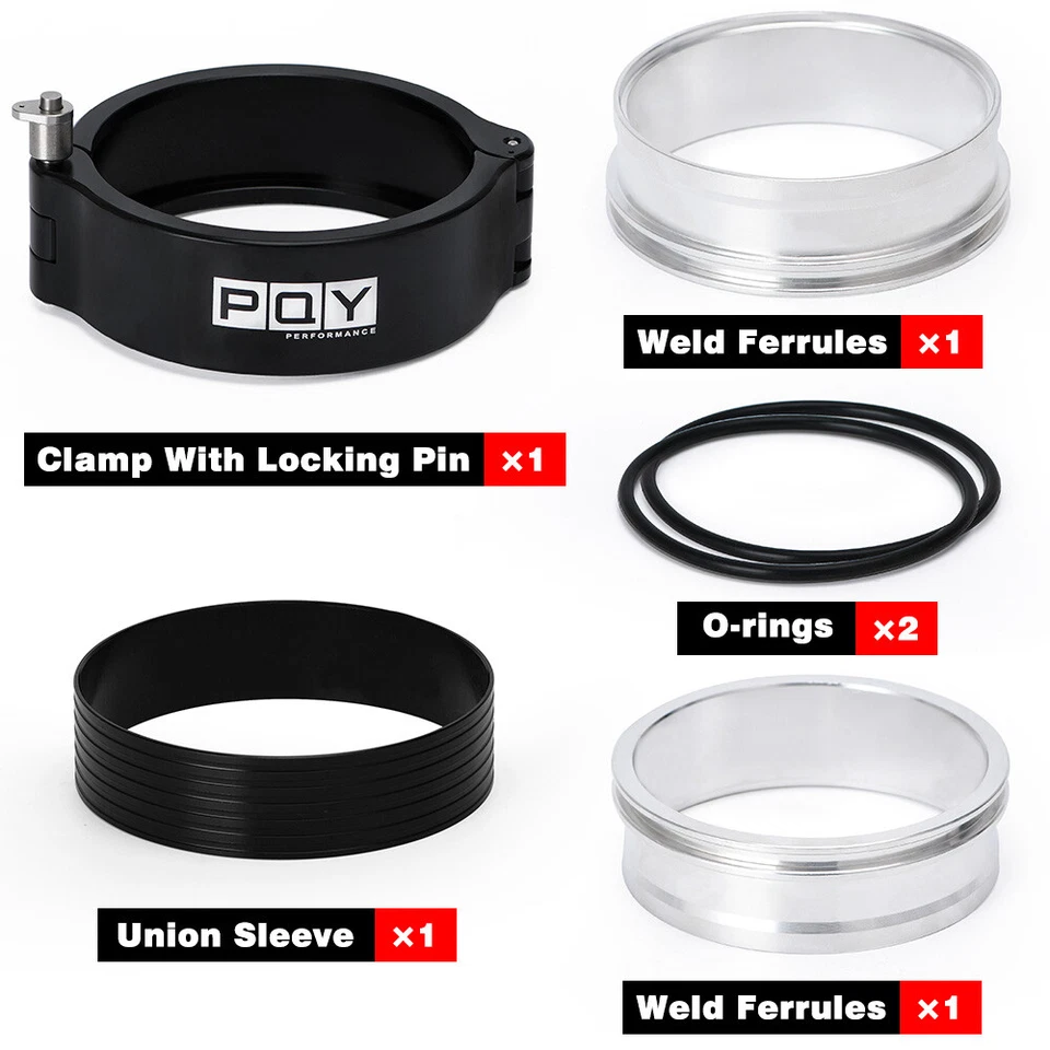 Tubo intercooler abrazadera de banda en V de admisión rápida de alta resistencia de aluminio de 3" 76 mm Foto 3 de 4