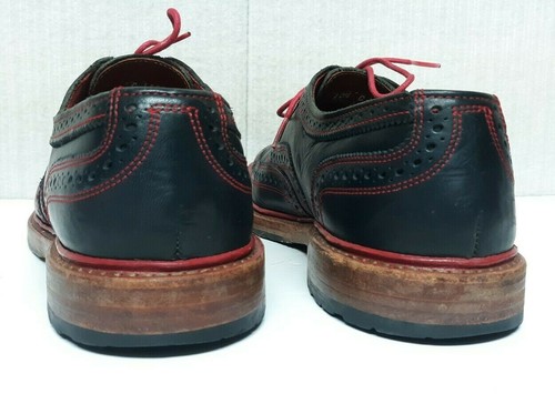 ALLEN EDMONDS - RIDGEWAY - Men's WINGTIP Oxford Shoes BLACK & RED - Size 10.5 C - Picture 9 of 12