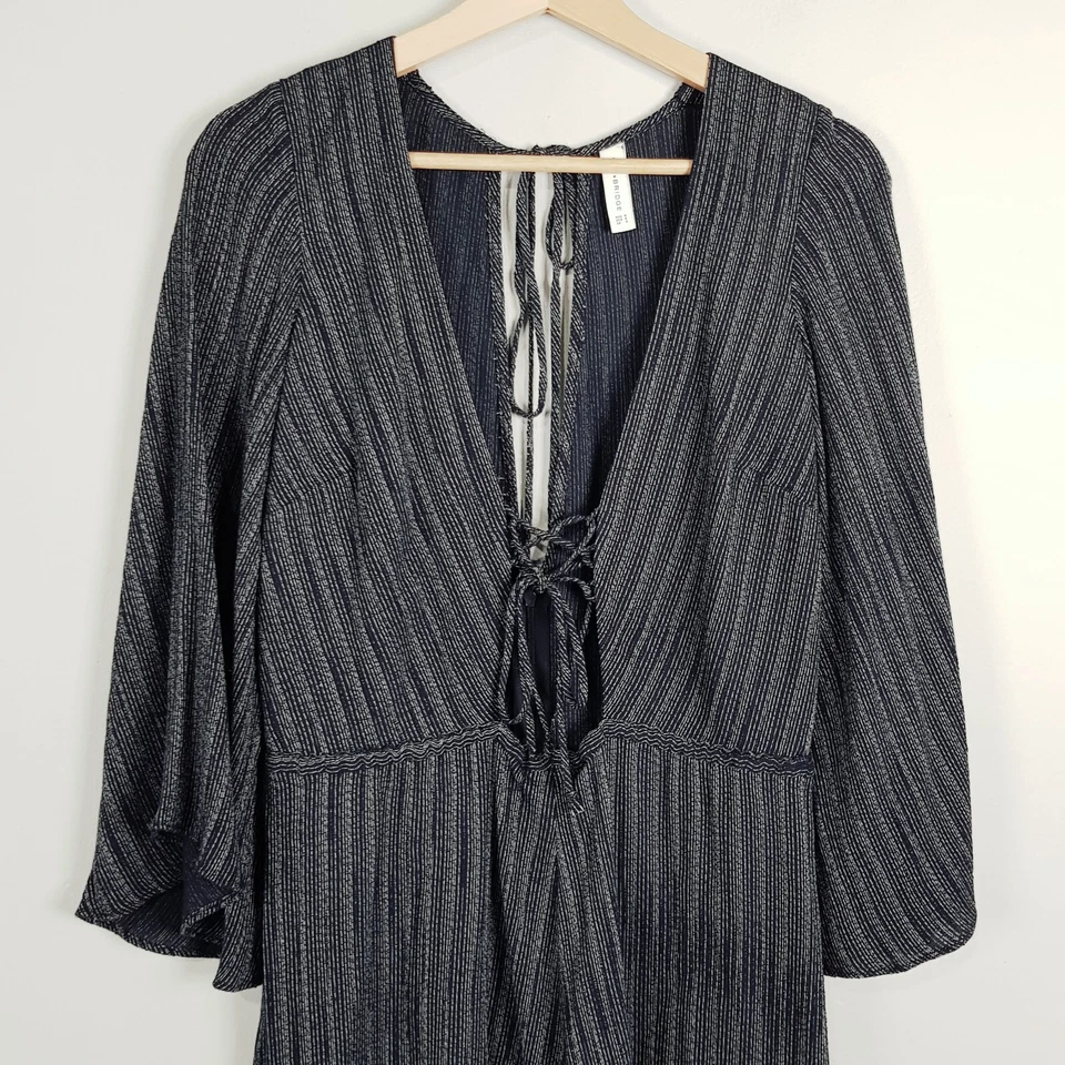 BEC + BRIDGE Womens Size 8 Navy Striped 3/4 Sleeve Playsuit Romper - image 2 of 4