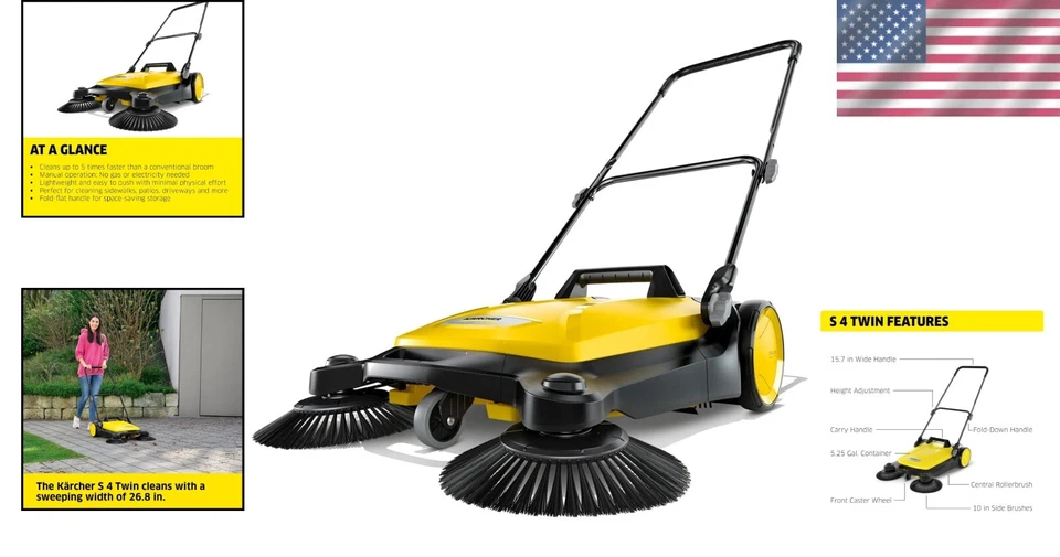 Barredora exterior compacta y silenciosa S 4 doble - Incluye cepillo rodillo y cepillos laterales Foto 2 de 4