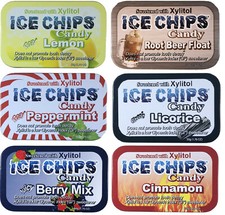 ICE CHIPS Xylitol Candy 6 Tins; Keto Friendly, Gluten Free  Variety Pack 