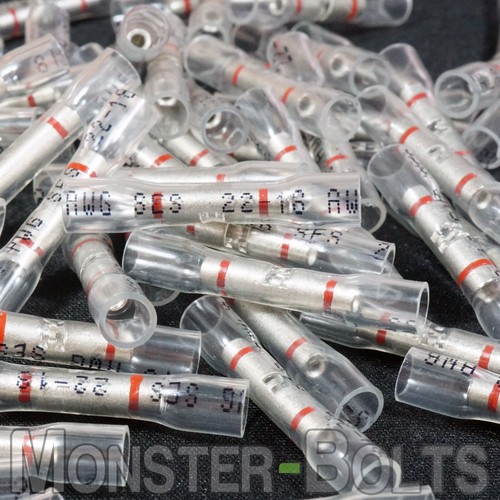 NSPA OptiSeal Heat Shrink Sealed Butt Connectors, Clear Red Stripe 22-18 AWG - Picture 2 of 6