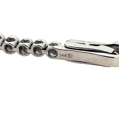Estate Diamond and 14k White Gold Tennis Bracelet with Heart Clasp - Picture 6 of 6