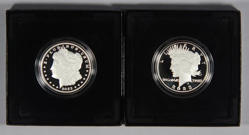 2023-S Morgan & Peace Proof Silver Dollar 2 Coin Set OGP COA San Francisco $1
