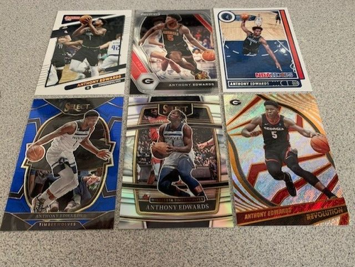 (6) different Anthony Edwards Minnesota Timberwolves Basketball cards: Silver ++ - Picture 2 of 3
