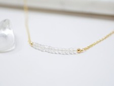 Collana barra catena oro pendente perle pietre preziose sfaccettate quarzo cr...