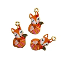 10 pcs Fox Charms Colorful Mamma Cozy Cub Bead Drop Pendants Beading 19x11mm