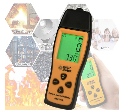 Handheld Carbon Monoxide Meter CO Gas Leak Detector Alarm Precision PPM Temp