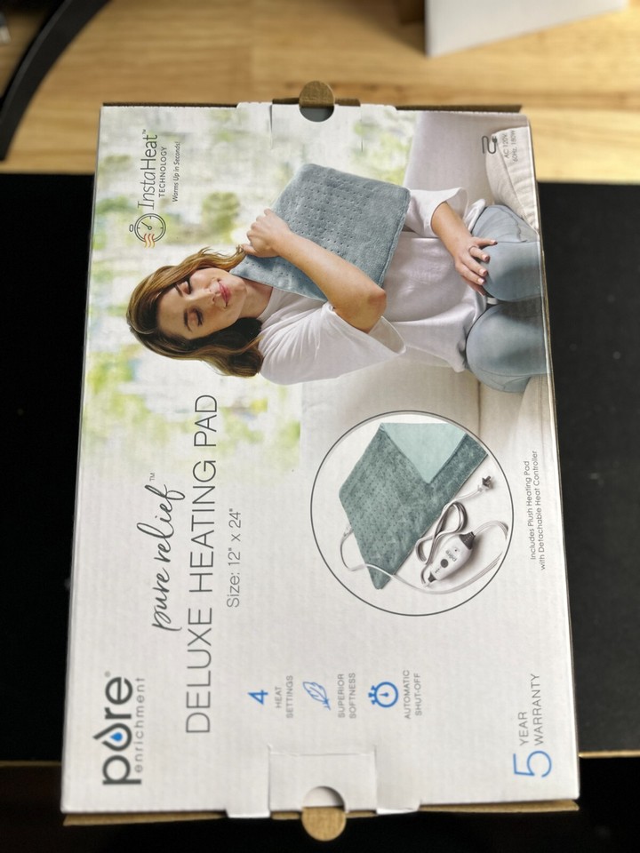 Pure Enrichment PureRelief Deluxe Heating Pad 12" x 24" Sea Glass eBay
