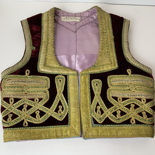 Afghan Made In Pakistan Weste Samt Metallic Faden bestickt Volksstoff Kunst - Bild 1 von 12