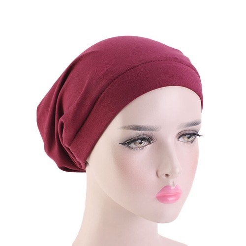 Women Muslim Stretch Turban Hat Chemo Cap Hair Loss Head Cover Indian Beanie Cap - Picture 35 of 44