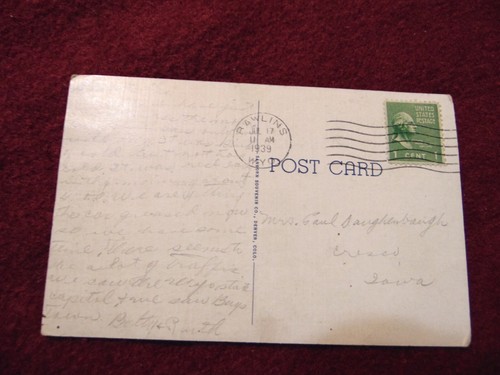 Vintage 1939 "In Wyoming" Poem Color Postcard W Rawlins, Wyoming Postmark 1033 - Picture 3 of 4