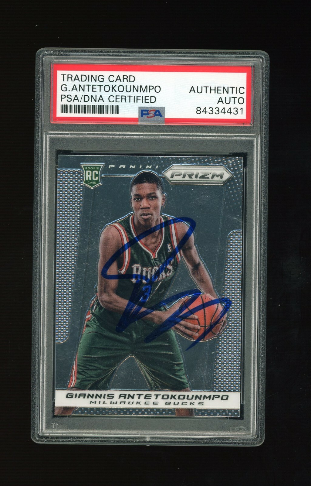 2013/14 13/14 Panini Prizm Giannis Antetokounmpo RC Rookie Signed Auto PSA/DNA
