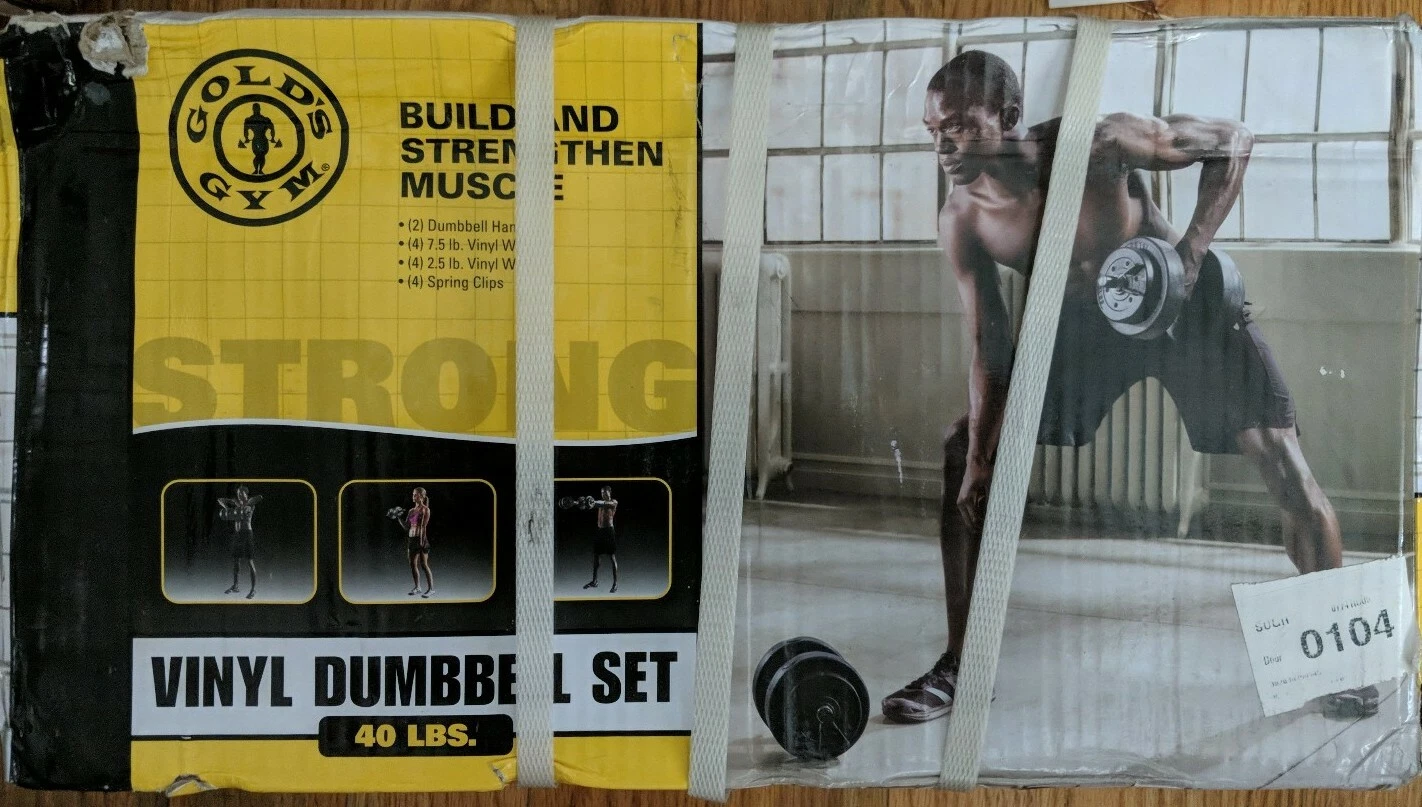 Gold’s Gym Vinyl Dumbbell Set 40 lb Adjustable Weight Set Ships Fast