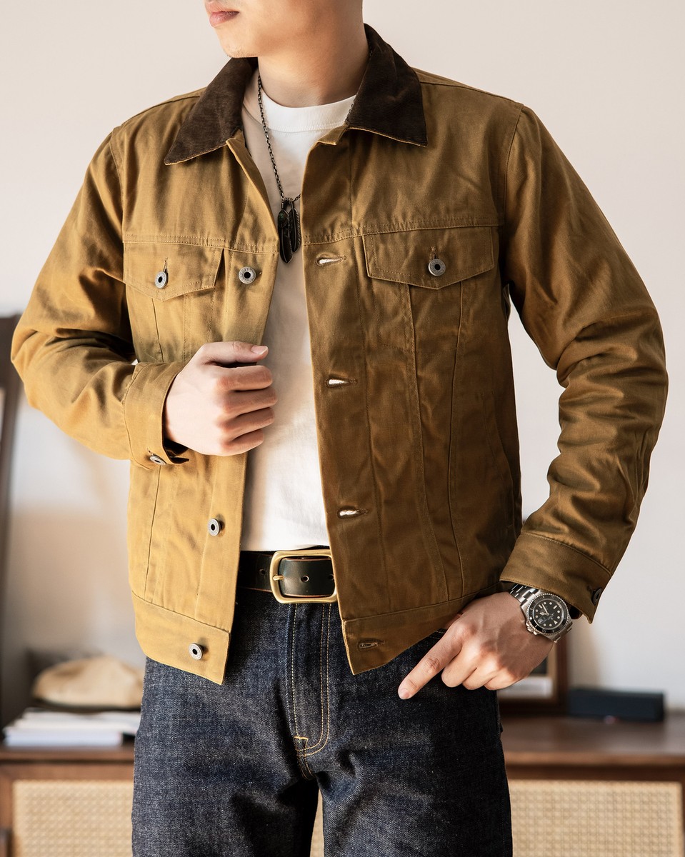 Red Tornado Type 3 Wax Jacket Corduroy Collar Waterproof