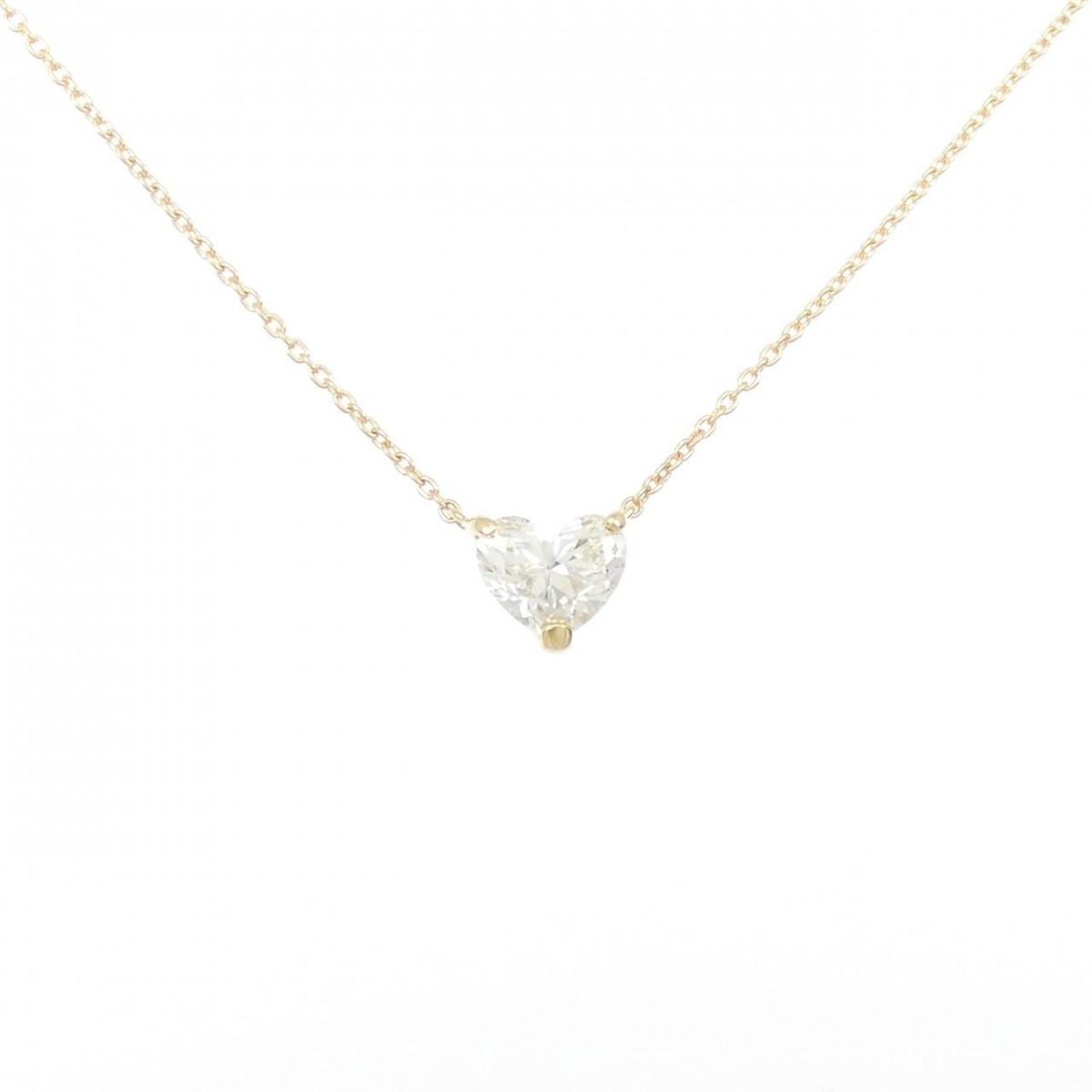 maki❣️訳あり k18 ダイヤ 0.10 ハート ヘッド Authentic K18YG Diamond Necklace 1.010CT M IF Heart Shape