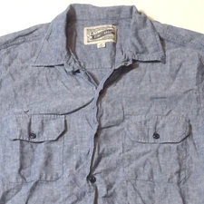 Schott Bros. Button Work Shirt Chambray Short Sleeve 100% Cotton Mens Medium