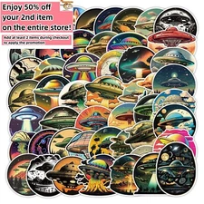 50pcs Waterproof Stickers Astronaut UFO Alien Spaceship Luggage Phone Laptop Car