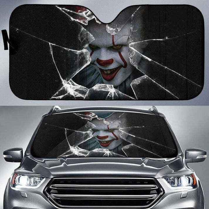 Pennywise Car Sun Shade Broken Glass Design for Windshield