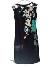 New York and Co Womens Black Floral Sheath Dress Size 2 Sleeveless Carter Party