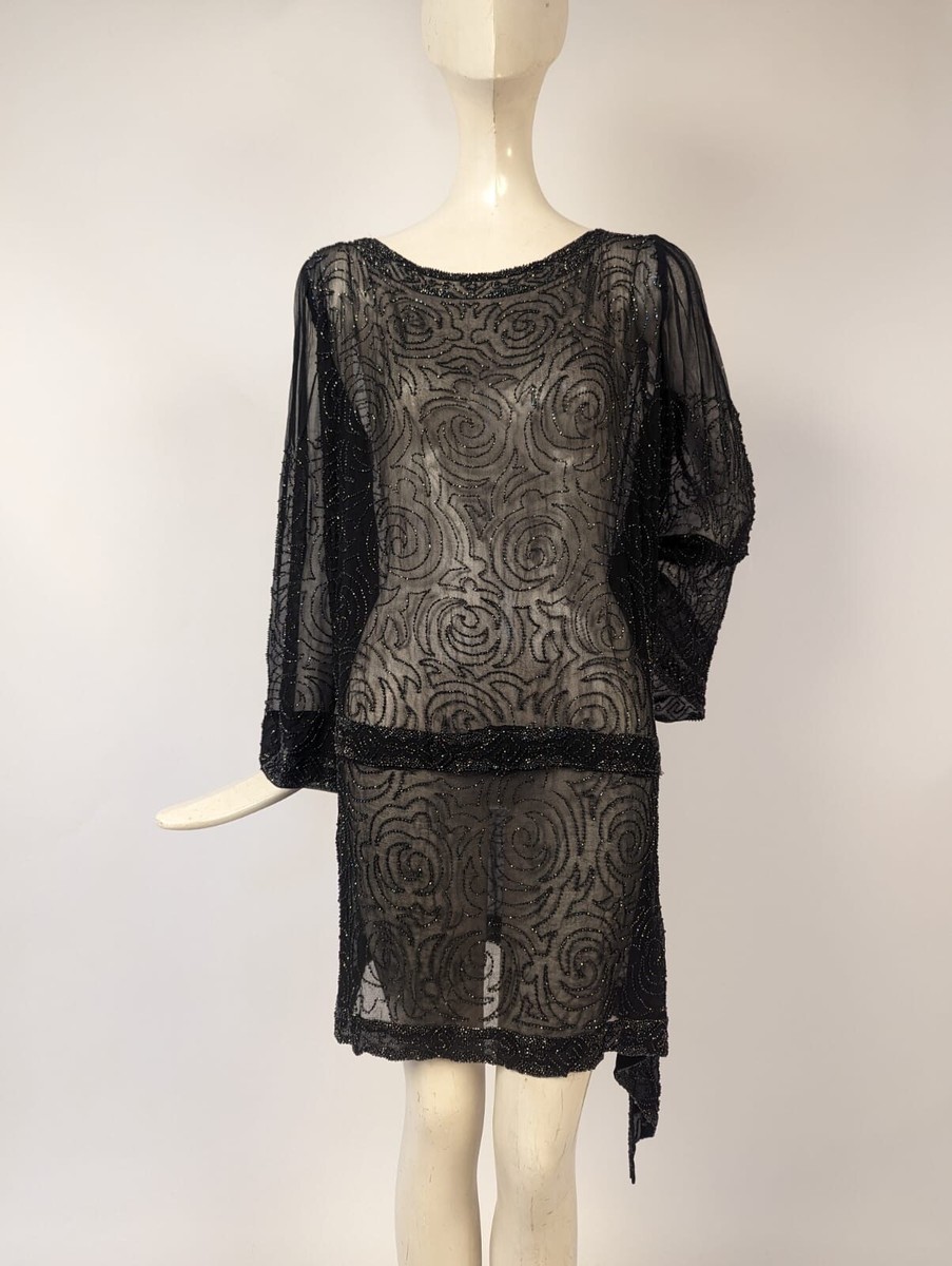beaded tunic dress Mary McFadden Cream Cashmere Knit with Unique Sequin Trim Tunic Dress   Palm Beach Vintage