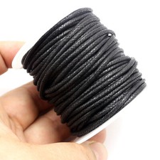22 Yard/Roll Black Waxed Cotton Cord Beading String Thread 2mm Necklace Bracelet