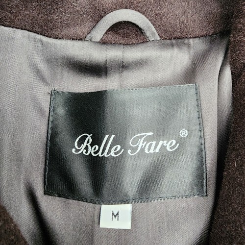 Belle Fare Women's Long Trench Coat Sz M Brown Cashmere Angora Wool Button - Picture 4 of 10