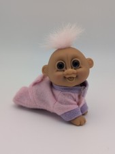 CRAWLING BABY GIRL - 3" Russ Troll Doll Pink Blue Eyes