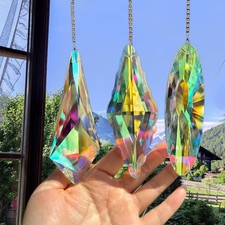 3PCS 5" Large Crystal Sun Catcher Prisms - Hanging Crystals for Window Prisms...