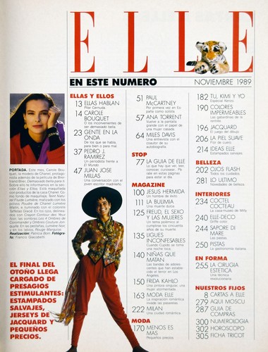 ELLE Spain Magazine No.38 November 1989 - CAROLE BOUQUET - Picture 3 of 12