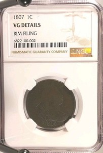 1807 Draped Bust Large Cent Large Fraction NGC VG Details