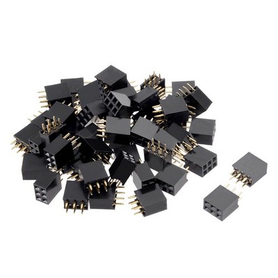 50pcs Double Row Straight Connector Female Pin Header Strip PCB Board Socket