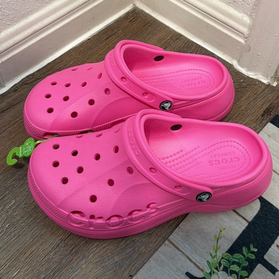 Crocs Baya Platform Clog Kids Pink Slip-On Waterproof US 8 EU 38-39