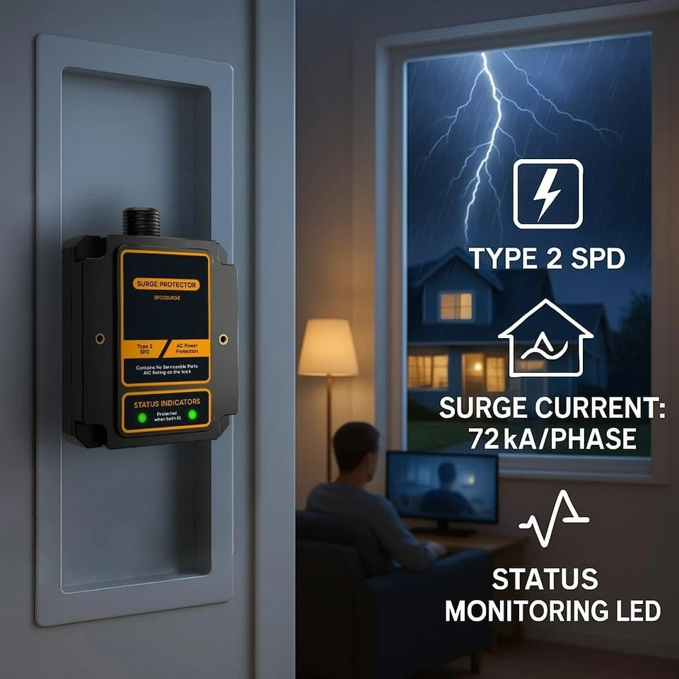 Protector contra sobretensiones para toda la casa EVOSPD2SURGE para 72.000 amperios/fase. 1880 julios en total Foto 2 de 4