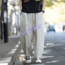 Men's Cotton Linen Pants Summer New Casual Pants Chinese Style Large Loose Pants