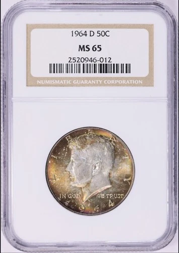 1964 Kennedy Half Dollar NGC MS64 Rainbow Toned #0643