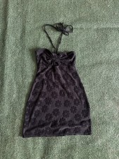 American Eagle Women's Dress Black Floral Halter Neck Sleeveless Size Small