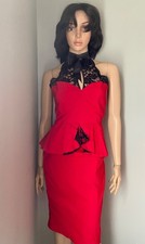 NWT Elegant Junior Shapely Fitted Lace Halter Top Bodycon Dress - M