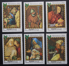 Manama 1969, Mi.217-222, Kunst, Gemälde, Bruegel d.Ä, Weihnachten, ** postfrisch