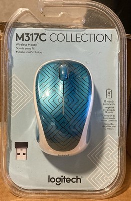 NEW LOGITECH DESIGN COLLECTION M317C WIRELESS OPTICAL MOUSE TEAL MAZE 910-005838