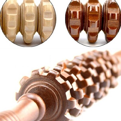 Massagegerät Massageroller aus Holz Roller mit Griff Massage Rücken Beine Nacken