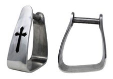 Challenger Western Angled Aluminum Saddle Roper Stirrups Black Cross 5132