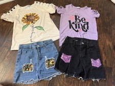 Big Girls Sz L 10/12 Sparkle In Pink Boutique Outfit Bundle - Sunflower/Be Kind