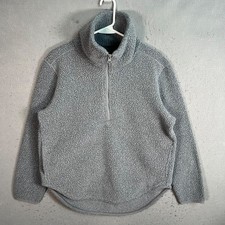 Everlane Womens XS Grey Fleece Half-Zip Pullover Sweater High Neck