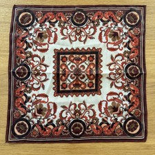 Vintage Nasharr Freres Square Scarf Floral Baroque Brown Japan Hand Rolled