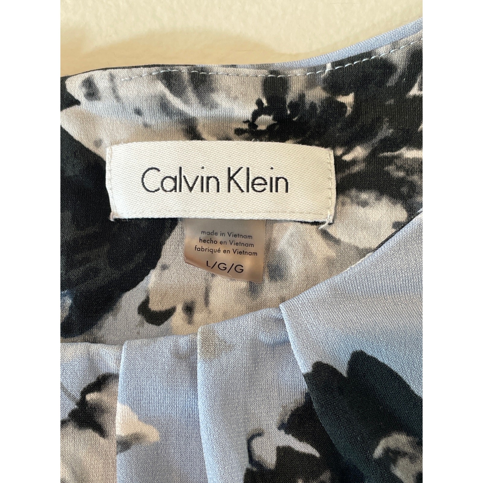 Calvin Klein Size 8 Light Blue Sleeveless Career Top Floral Pattern image 5