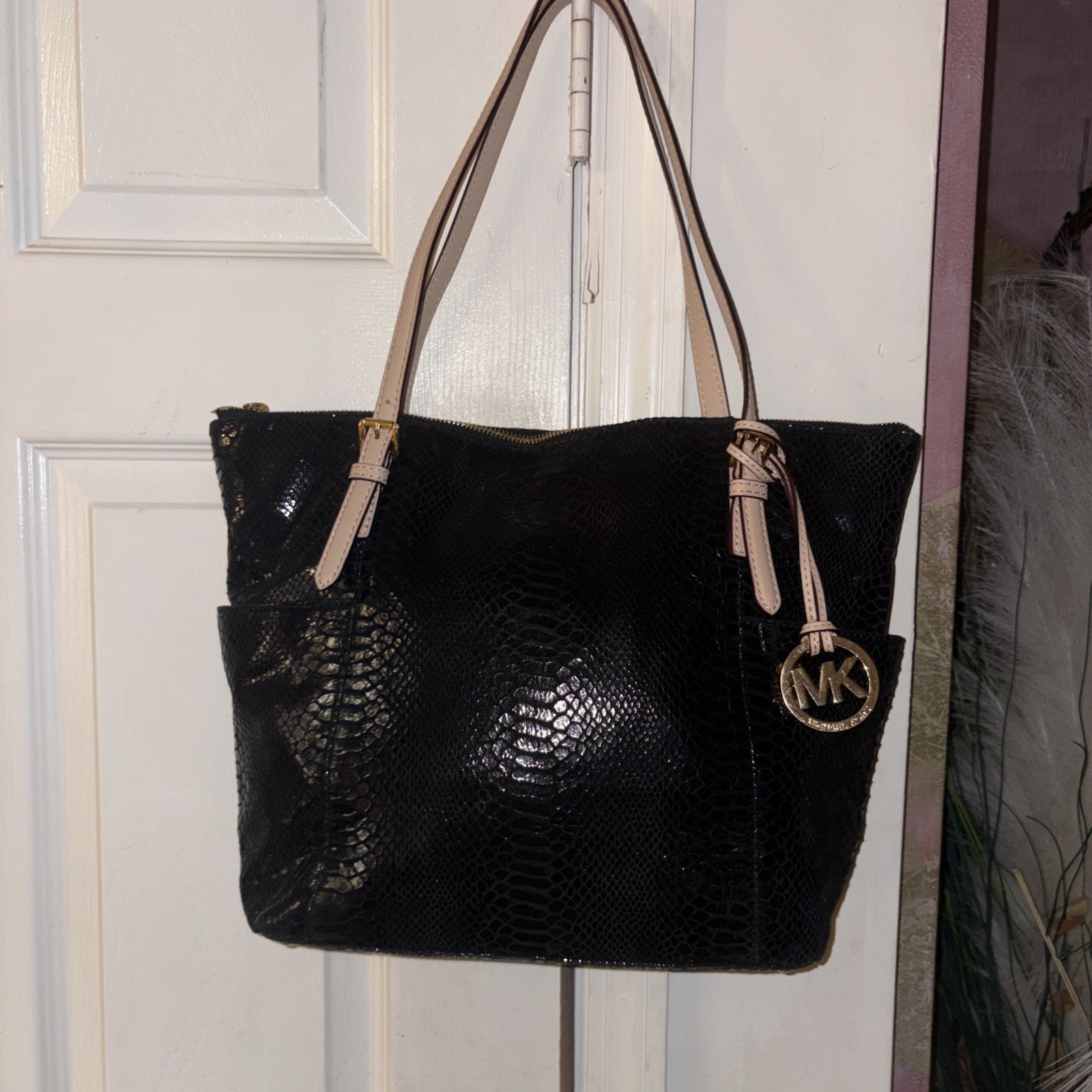 Michael Michael Kors Black Python Embossed Leathe… - image 6