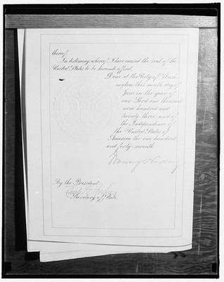 Photo:Warren Harding Signed Document June 9 1923 Presidential Seal 1930s