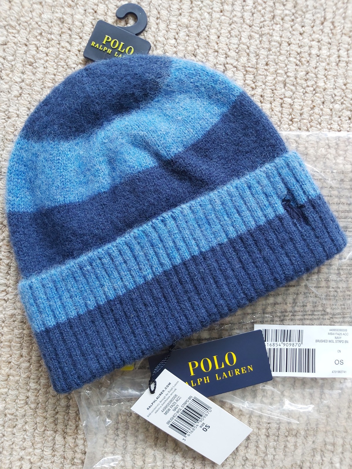 Genuine POLO RALPH LAUREN Brushed Navy Blue BEANIE HAT 449959390006 Ralp1