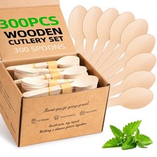 Disposable Wooden Utensils Set, Compostable Utensils, Disposable Cutlery Eco-...